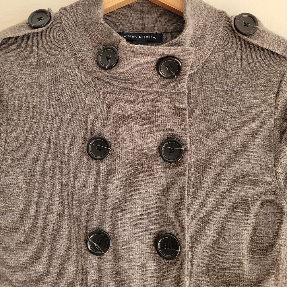 Flaw Banana Republic Gray Double Breasted 100% Merino Wool Sweater Dress S